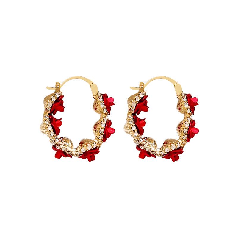 Red Rose Romantic Ear Studs - High-End Luxury Niche Design Earrings