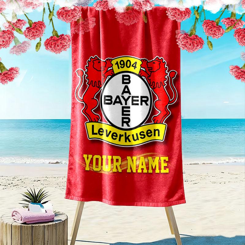 Custom Bayer Leverkusen Print Beach Towel, Large Soft Quick Dry Towel for Beach Camping Swimming