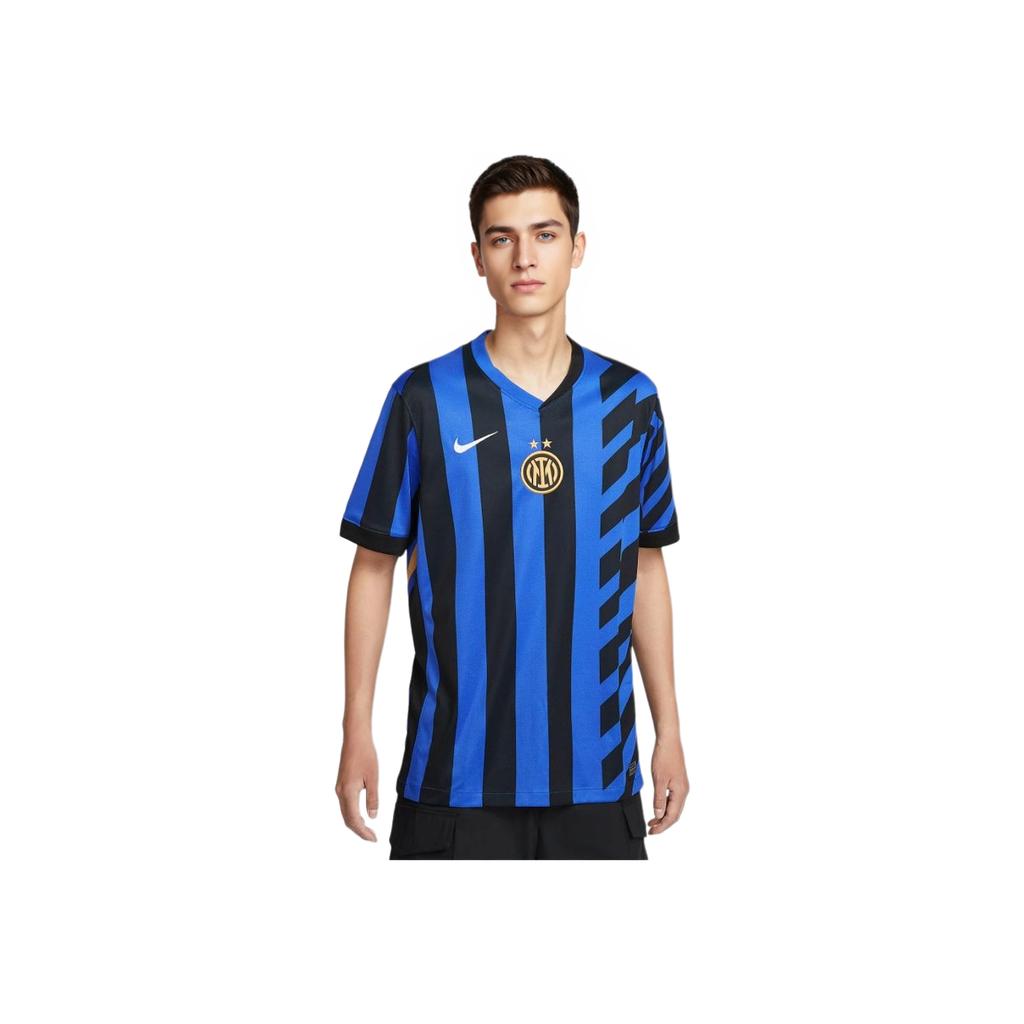 Nike Camisa de Futebol de Manga Curta para Casa da Moda com Logotipo da Inter de Milão Masculino tops Preto Azul FN8787-440