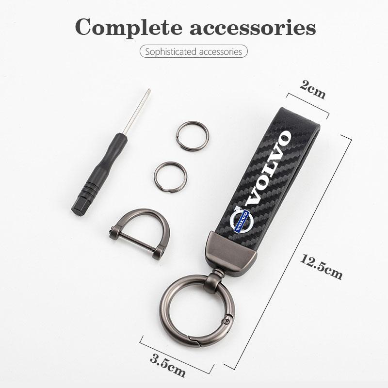 Car Carbon Leather Keychain Car Logo Key Ring Accessories For Volvo XC90 XC60 V50 S60 V70 V60 V40 S90 Olestar AWD XC40 S80 T6 V