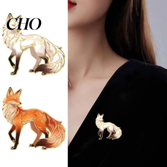 Sweaters Badge Brooch Pin Cartoon Fox Design Zinc Alloy UV Jewelry Printing Suits Coats Versatile Practical Accessories Animal
