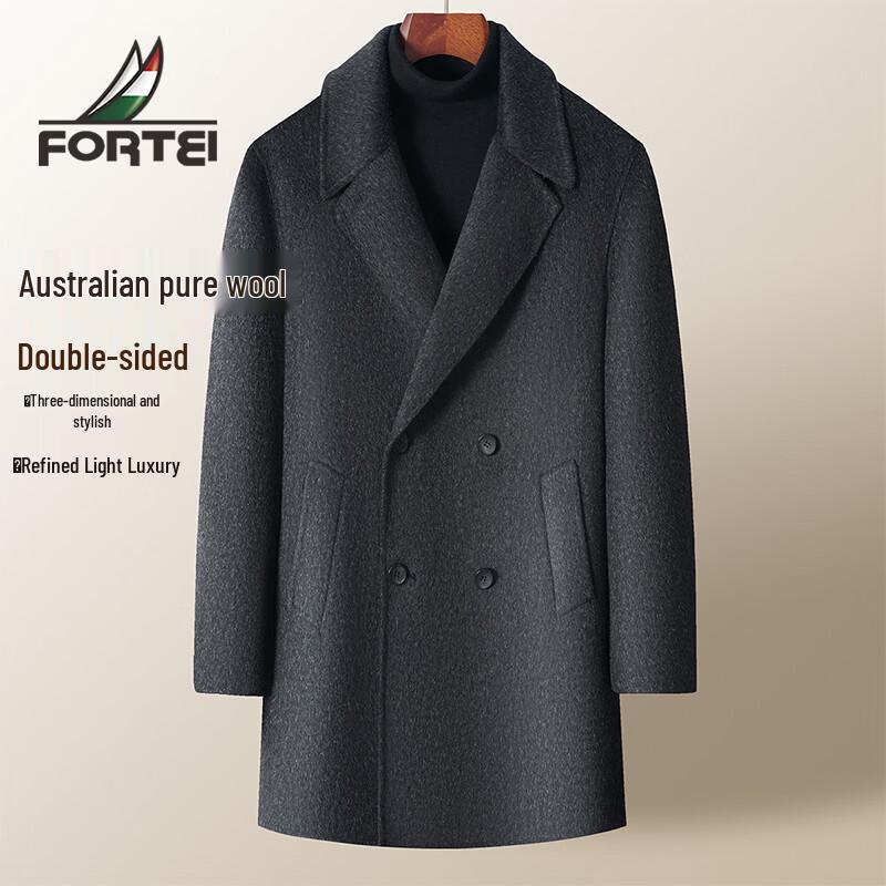

Men s Australian 100% Wool Double-Breasted Mid-Length Coat 50