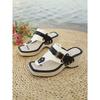Ladies' Thick Soled Wedge Sandals with Metal Nail Buckle Design - Square Toe Breathable Fabric Cover, Shock-absorbing Rubber Sole, Non Slip Shoes