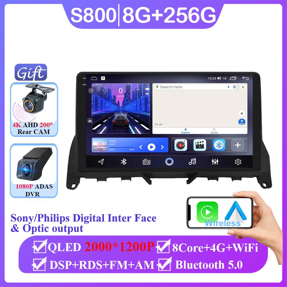 CARPLAY Radio Android For Mercedes Benz C Class 3 W204 S204 2007-2010 DVD GPS Automotive Multimedia Touch Screen Stereo Wifi BT