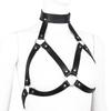 Leather Bondage Clothes with Neck Sleeves Hollow Bra Women Sexy Lingerie Exotic Comfortable Adult Intimate Play Costumes