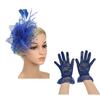 Elegant Lace Veil Fascinator Hat and Wrist Lace Gloves Set Hair Decoration for Bridal Weddings Vintage Tea Party Event