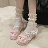 Cute Lace Decors Bow Knot Lolita Shoes Thick-sole Women's Mary Jane Shoes Size 35-39 Japanese Style Lovely Round Toe Pumps