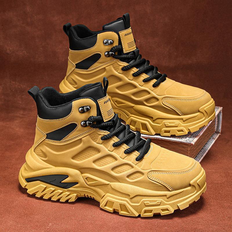 Winter non-slip mountaineering Martin boots thick-soled heightening dad shoes sports and leisure high-top locomotive boots