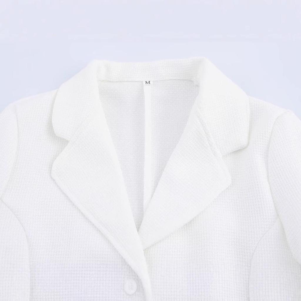 2025 Spring Women's European & American Style Casual Single-Breasted White Blazer