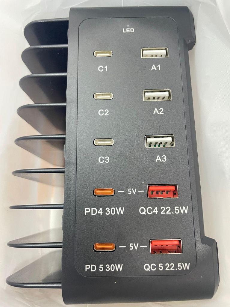Desktop 120W Multi-Port Charger: 10-Port USB Fast Charging Station for Phone & Laptop, 5C+5A.
