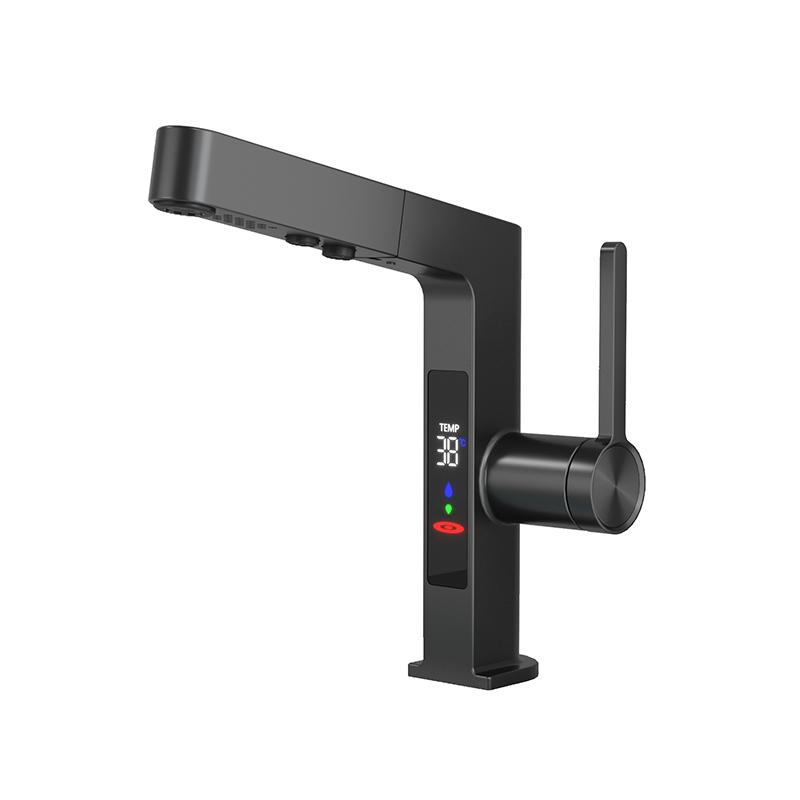 White/Black Temperature Digital Display Bathroom Basin Faucet 360 Rotation Stream Sprayer Hot Cold Water Mixer Sink Tap