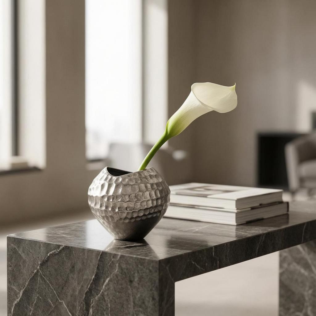 Crinkled Paper Shape Vase Hammered Texture Decorative Open OpenTop Decor for Flower Display