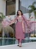 Women Embroidered Kurta Set with Floral Dupatta – Elegant Ethnic Festive Wear