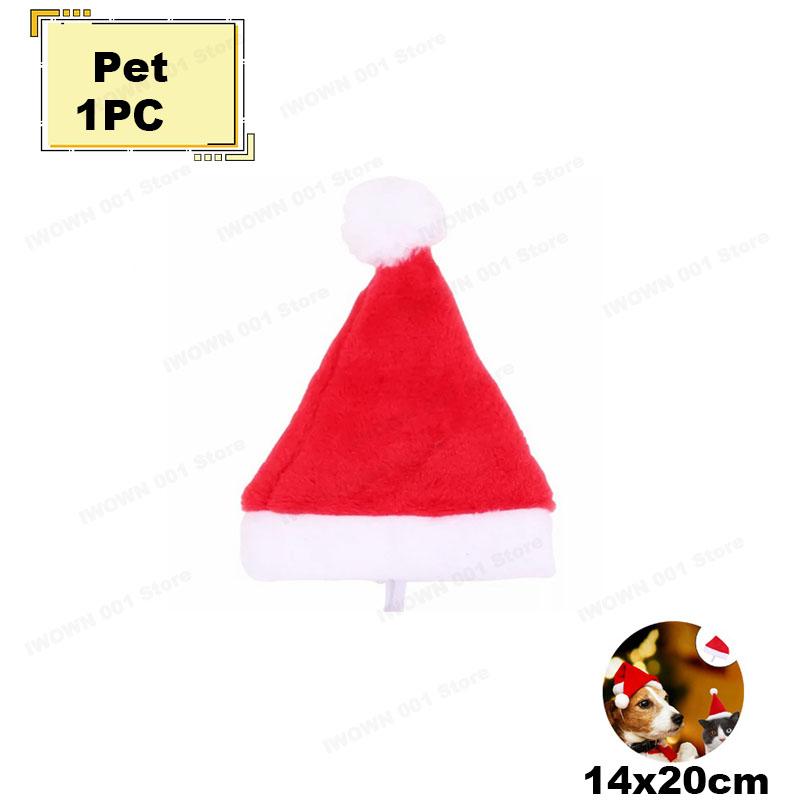 1-20PCS Christmas Pet Santa Hat Red Plush Soft Holiday Cap for Dogs Cats Festive Party Costume Cute Photoshoot Decoraton
