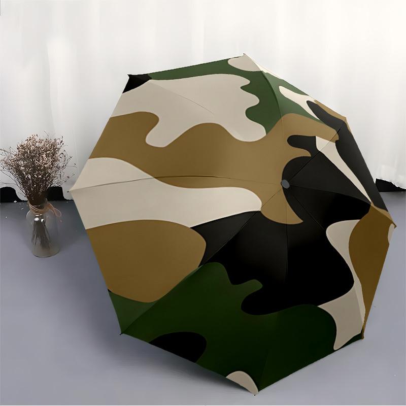 1 Stück Mode-Faltregenschirm mit 8 Speichen, Camouflage-Muster, Automatisches Öffnen/Schließen, Winddicht, Tragbar, Täglicher Gebrauch091