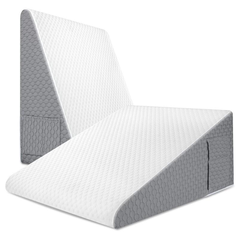 Memory Foam Top Washable Bed Pillow Neck Back Pain Support Cozy Reading Elevated Body Wedge Pillow