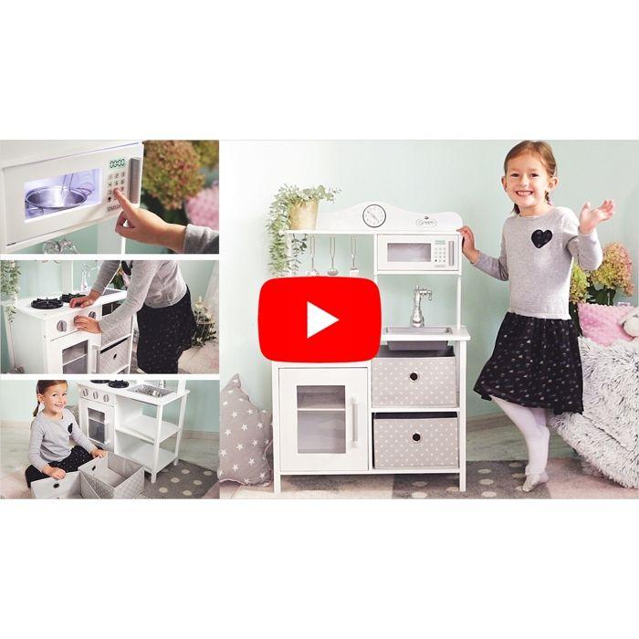 Cuisine en bois vintage pour enfants avec lumière, sons et accessoires fruits et légumes à découper (GS0058-1)