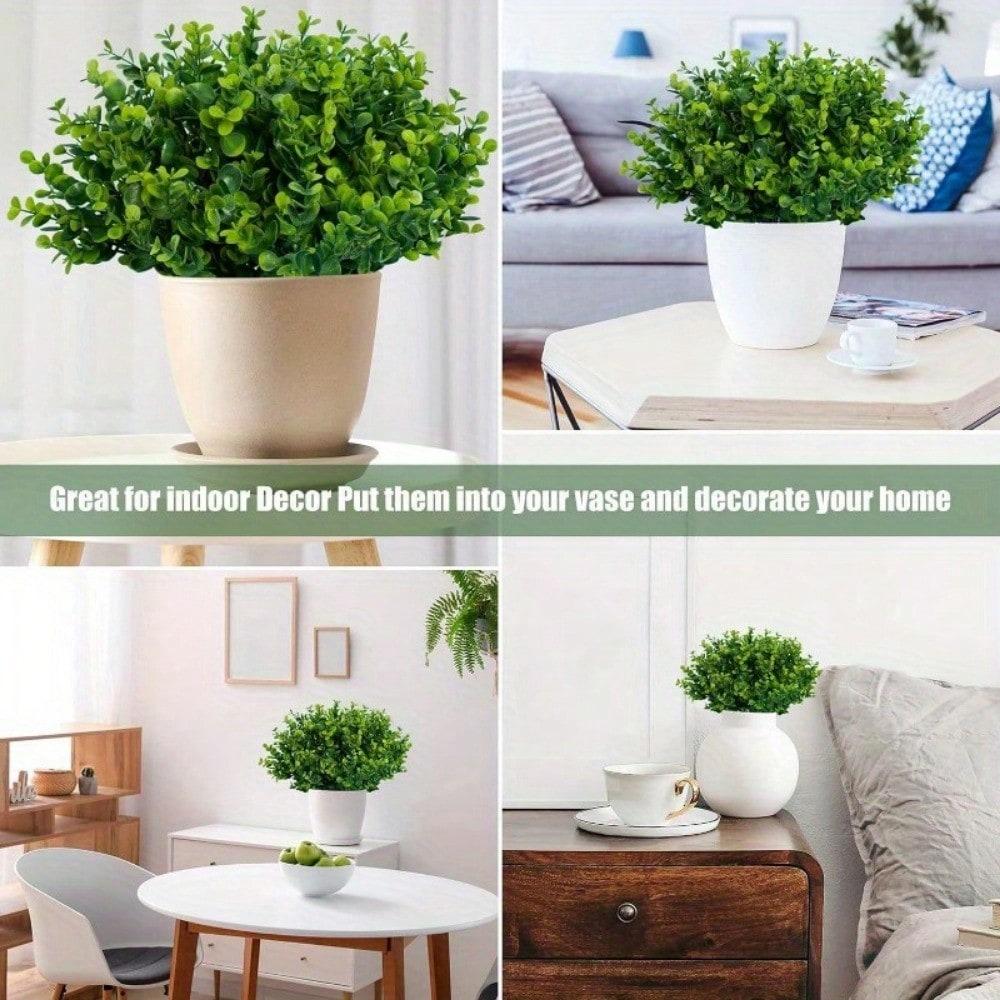 5 Bundles Artificial Green Plants Boxwood Shrub Grass - UV Protection Realistic Foliage Low-Maintenance, Versatile Decor