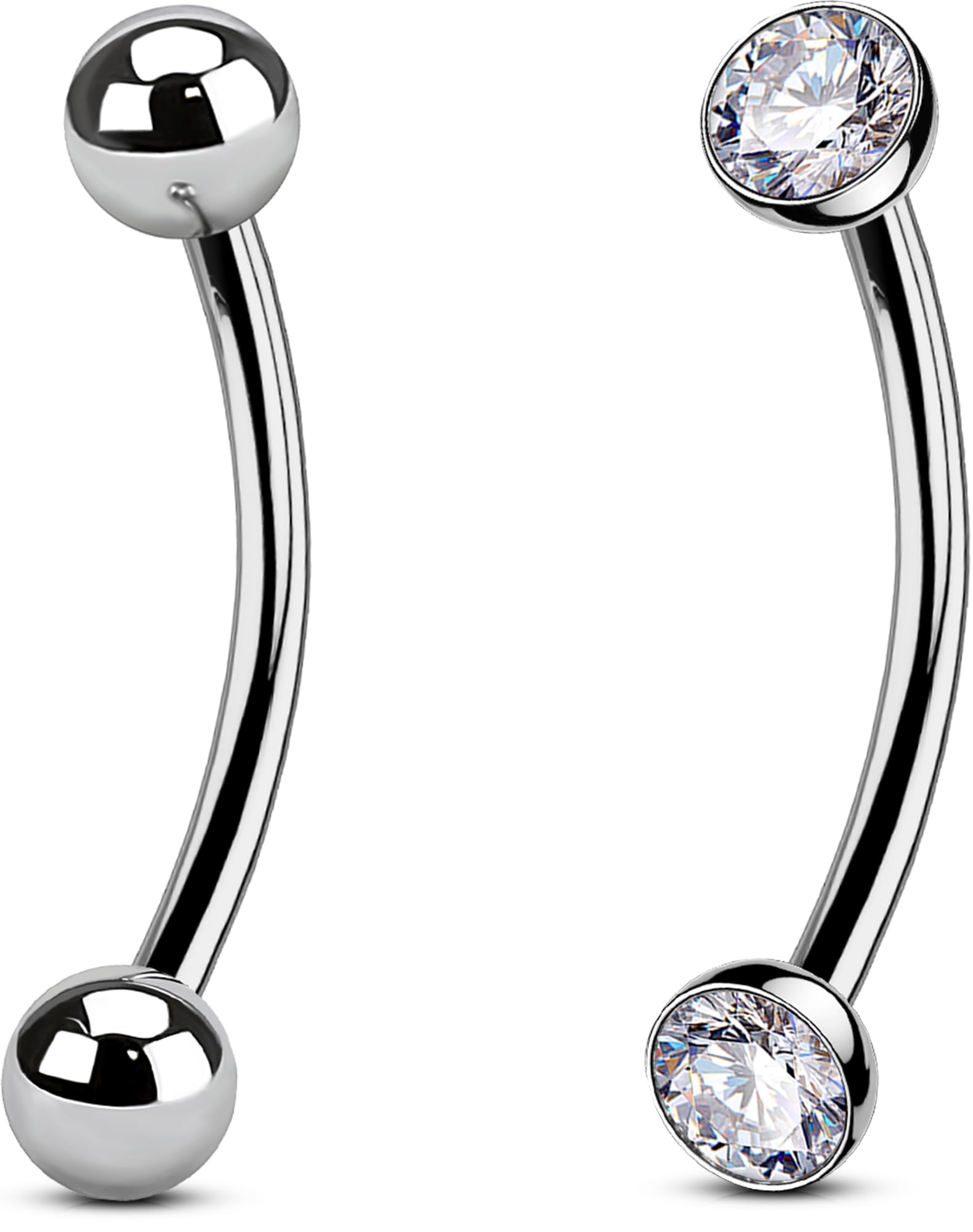 

OUFER 2pcs Titanium Abdominal Bars, Inward-Facing Navel Piercing Jewelry, 14G Abdominal Button Bars, 10121416mm, Navel Bar, Abdominal Piercing