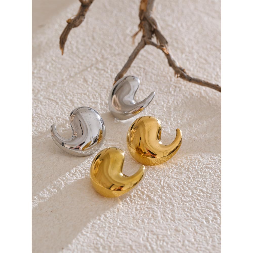 Eetit 316L Stainless Steel Comma Water Drop Fashion Daily Stud Earrings Water Resistant Texture Polished Attractive Jewelry 2025
