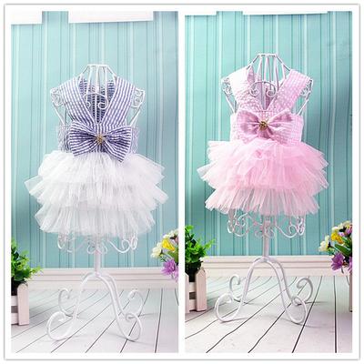 Striped Fresh Layer Cake Skirt Cat Dog Teddy VIP Bigbear Skirt French Doo Corgi Strap Spring Summer