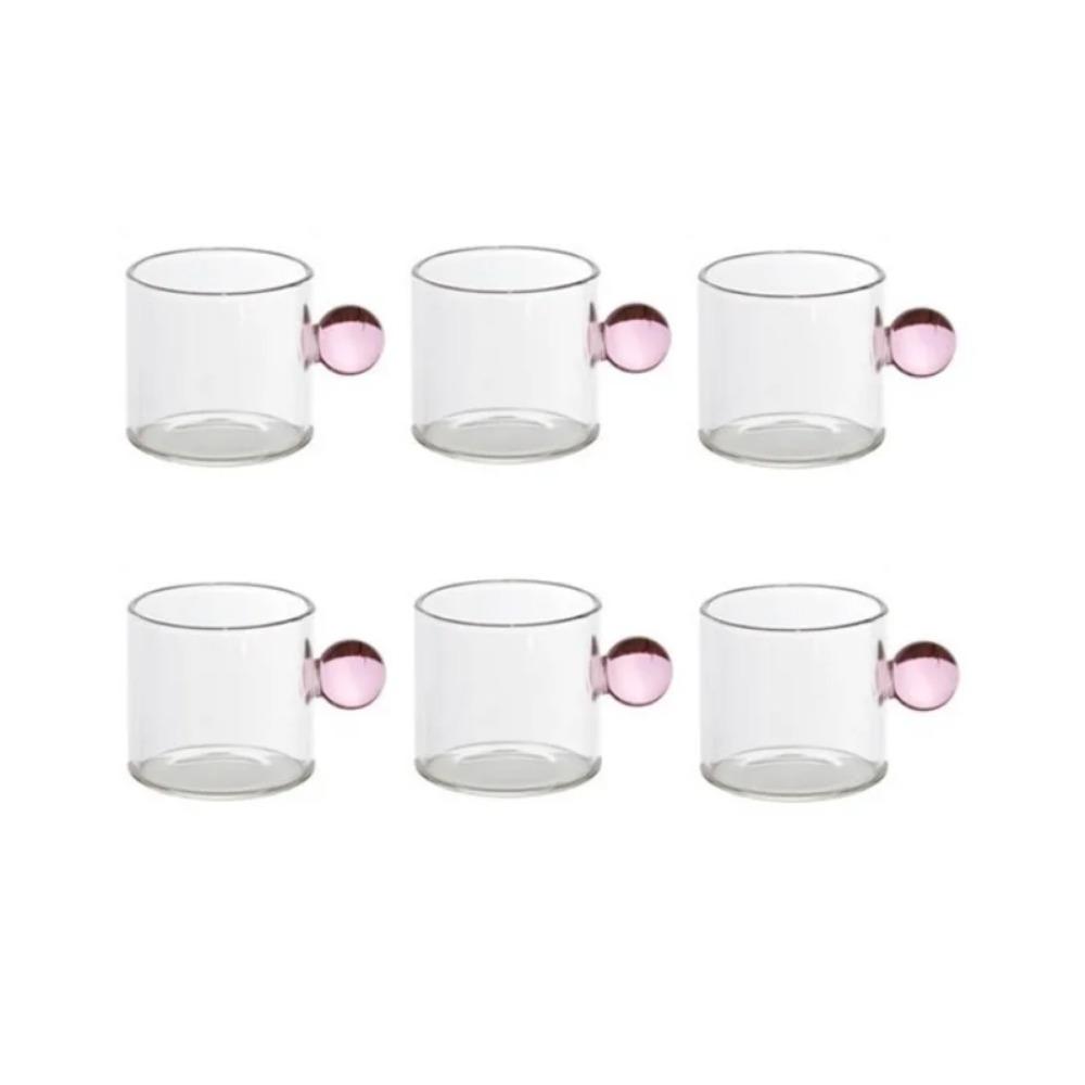 6PC Espresso Tassen Kleine Tee Tasse Set Hitze Beständig Glas Teetassen Eimer Tisch Dekor 110ml Kapazität