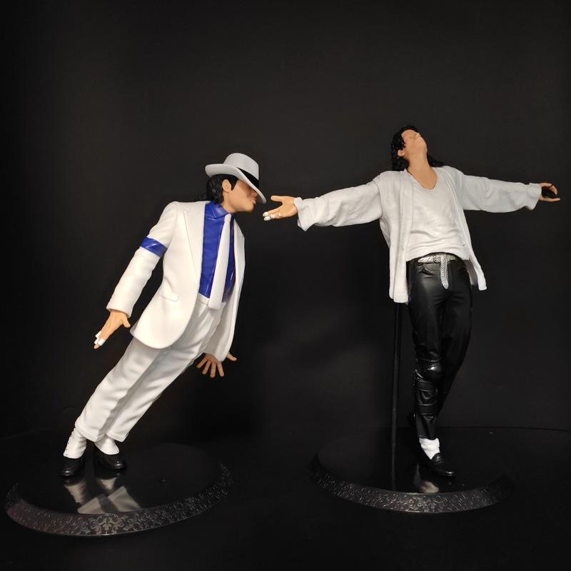 Classic Character Jackson-Michael Action Figure Collectible Model Statue Moonwalk Dancing Pose White Suit Home Desktop Decor Toy