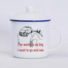 Retro Ceramic Mug with Lid: Nostalgic Imitation Enamel Design, Creative Office Tea Cup.