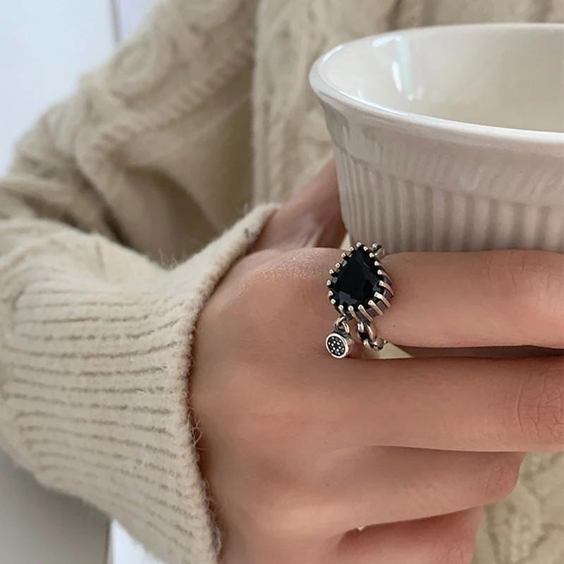 

Foxanry LOVE обручальные новые модные кольца винтажные панк-капли воды геометрические вечерние ювелирные изделия подарки для женщин 17mm серебряный