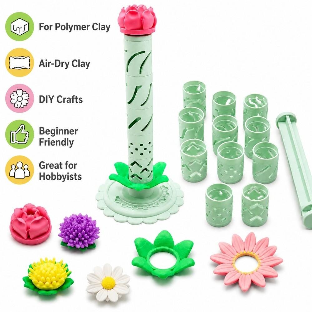 3D Printed Polymer Clay Flower Shaper Reusable DIY Clay Floral Mold Tool Modeling Clay