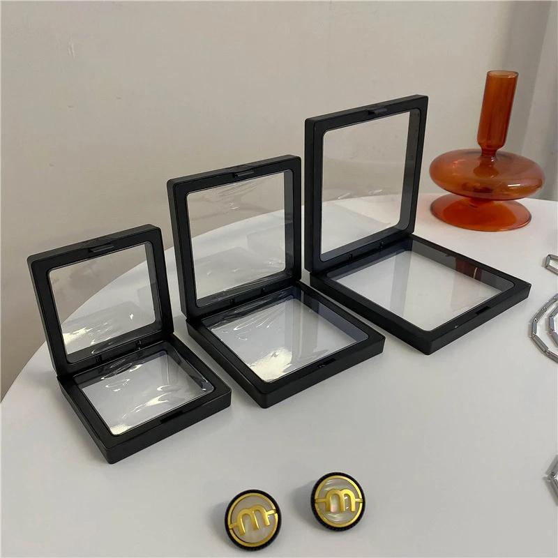 10 ks PE fóliový box na šperky 3D obalový box Samostatně stojící Plovoucí rámeček Kroužek s membránou Držák na vystavení náušnic a náhrdelníků