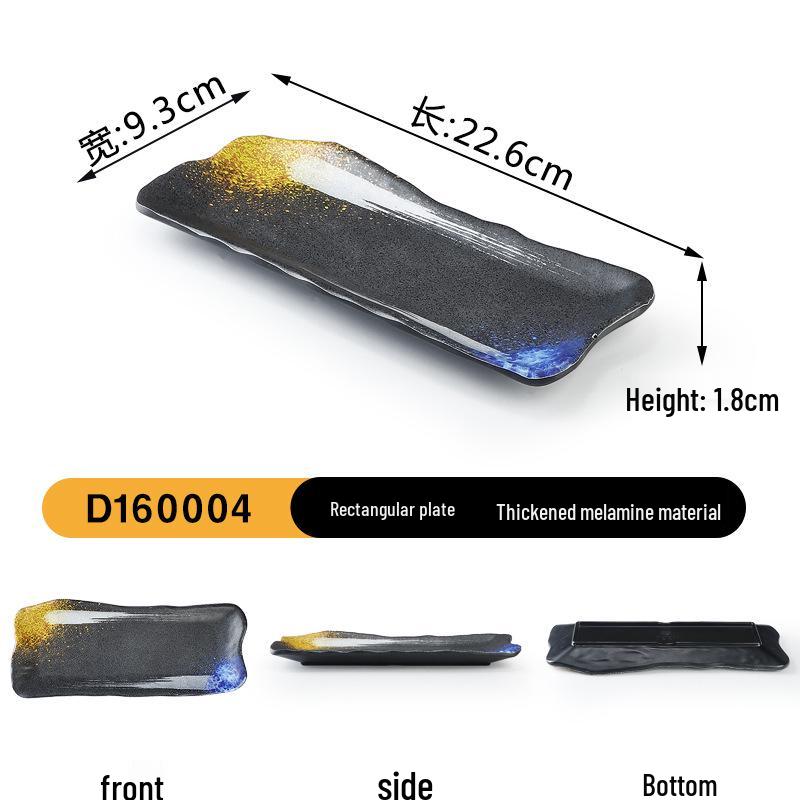 Japanese Retro Melamine Rectangular Plate for Hot Pot, Sushi, Yakiniku, and Barbecue