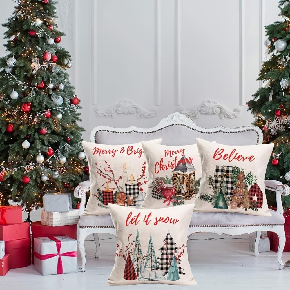Festive Christmas Pillowcases: Believe, Merry Christmas, Merry & Bright, Let It Snow Sofa Bed Cushion Cover,home Decoration