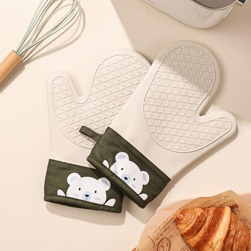 Gants de cuisson antidérapants en silicone épais et résistants à la chaleur pour micro-ondes et four