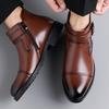 Mode Lyx Affär Herr Läderstövlar Trendiga Spänne Läder Chelsea Boots Eleganta Herrars Höst Nya Mångsidiga Ankelstövlar