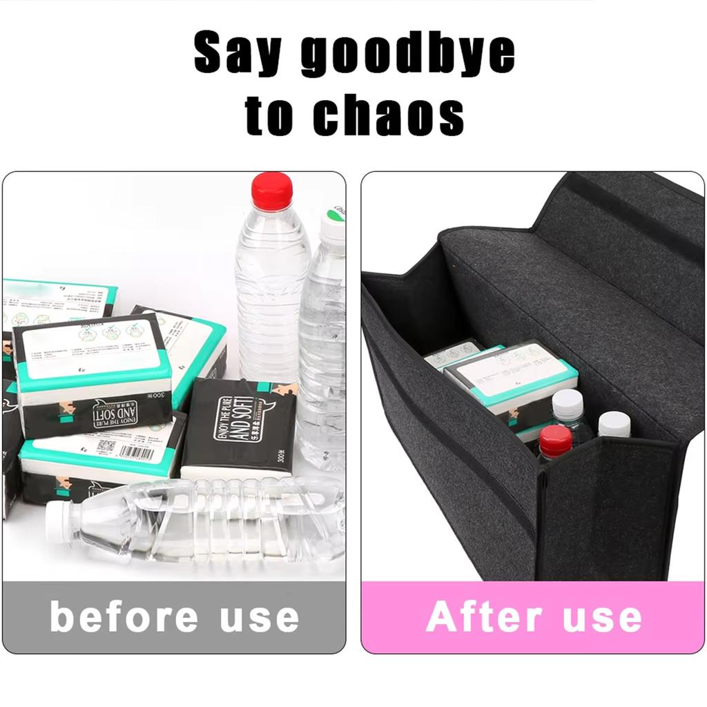 1 buc Cutie depozitare auto din pâslă gri închis, geantă depozitare auto mărită și îngroșată, cutie depozitare din pâslă moale, cutie depozitare de uz casnic