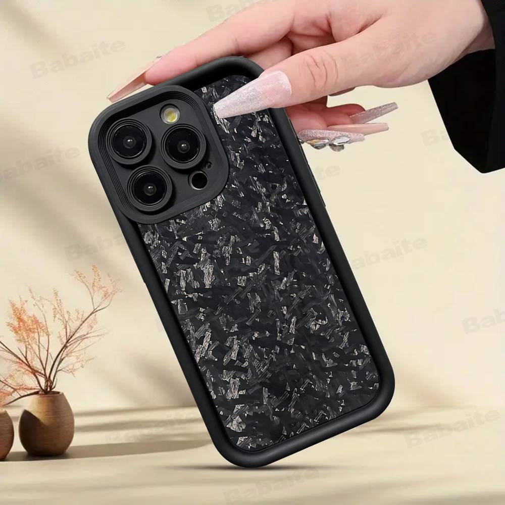Forged Carbon Fundas Phone Case For IPhone 16 15 14 Plus 13 12 11 17 Pro Max Pro Soft Cover