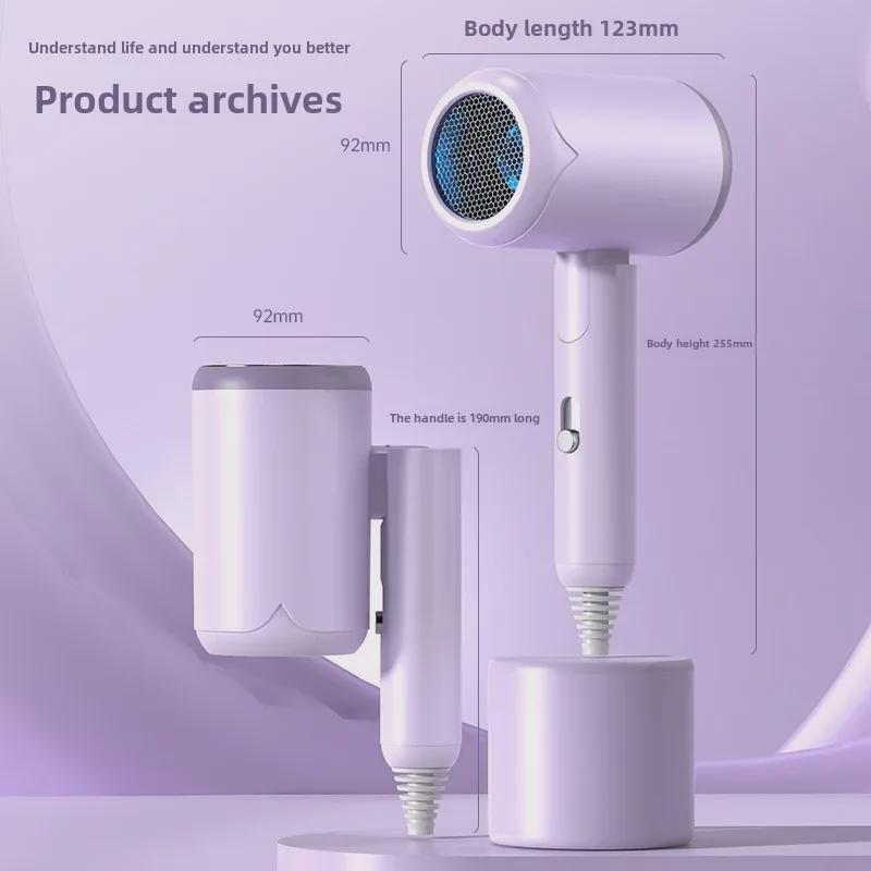 Compact Travel Hair Dryer with Blue Light & Negative Ions - Damage-Free Styling