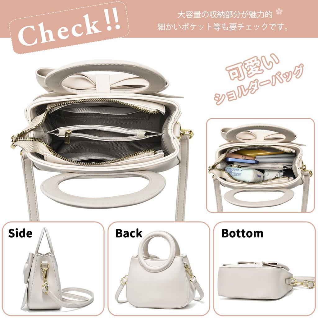 Shoulder Crossbody Shoulder Bag with Ribbon and Pink NICOLE&DORIS Women's Bag, Handbag, Small, Divider, Two-Layer Design, Waterproof, Cute, Mini-Size