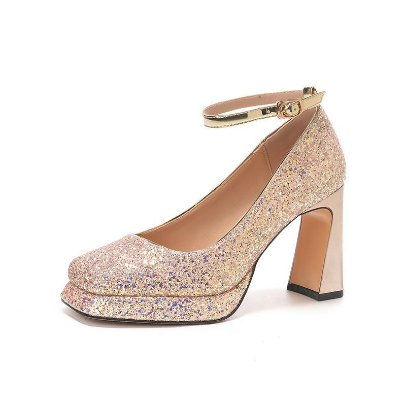 

Y9609 Весільні туфлі на високих підборах, водонепроникні у французькому стилі - гламурне взуття для подружок нареченої та банкетів 39 шампанського