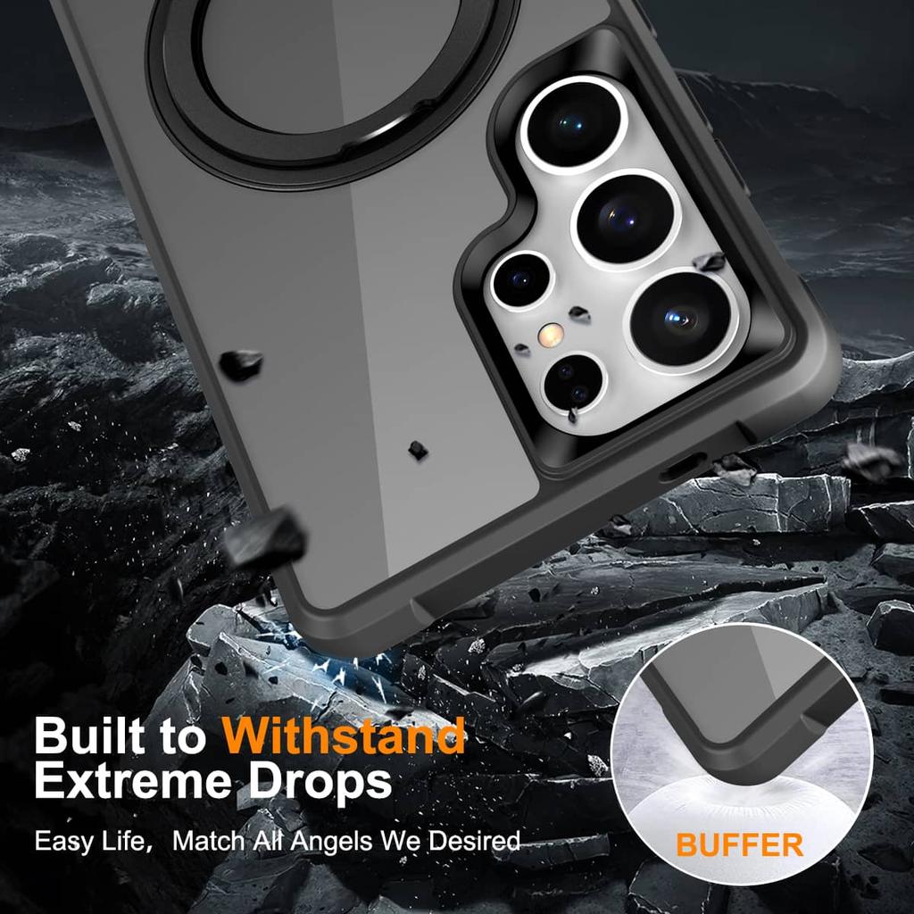For Samsung Galaxy S25/S24 Ultra/S25 Plus Case with 360° Rotatable Magnetic Ring[Compatible with Magnetic][Invisible Kickstand]