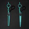 6.0-Inch Napson Black Green HB-02 Serrated Hairdressing Scissors