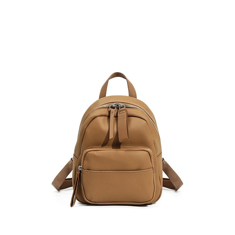 School bag, large-capacity student travel backpack, can hold computer travel, lightweight, high-end leather women's backpack.