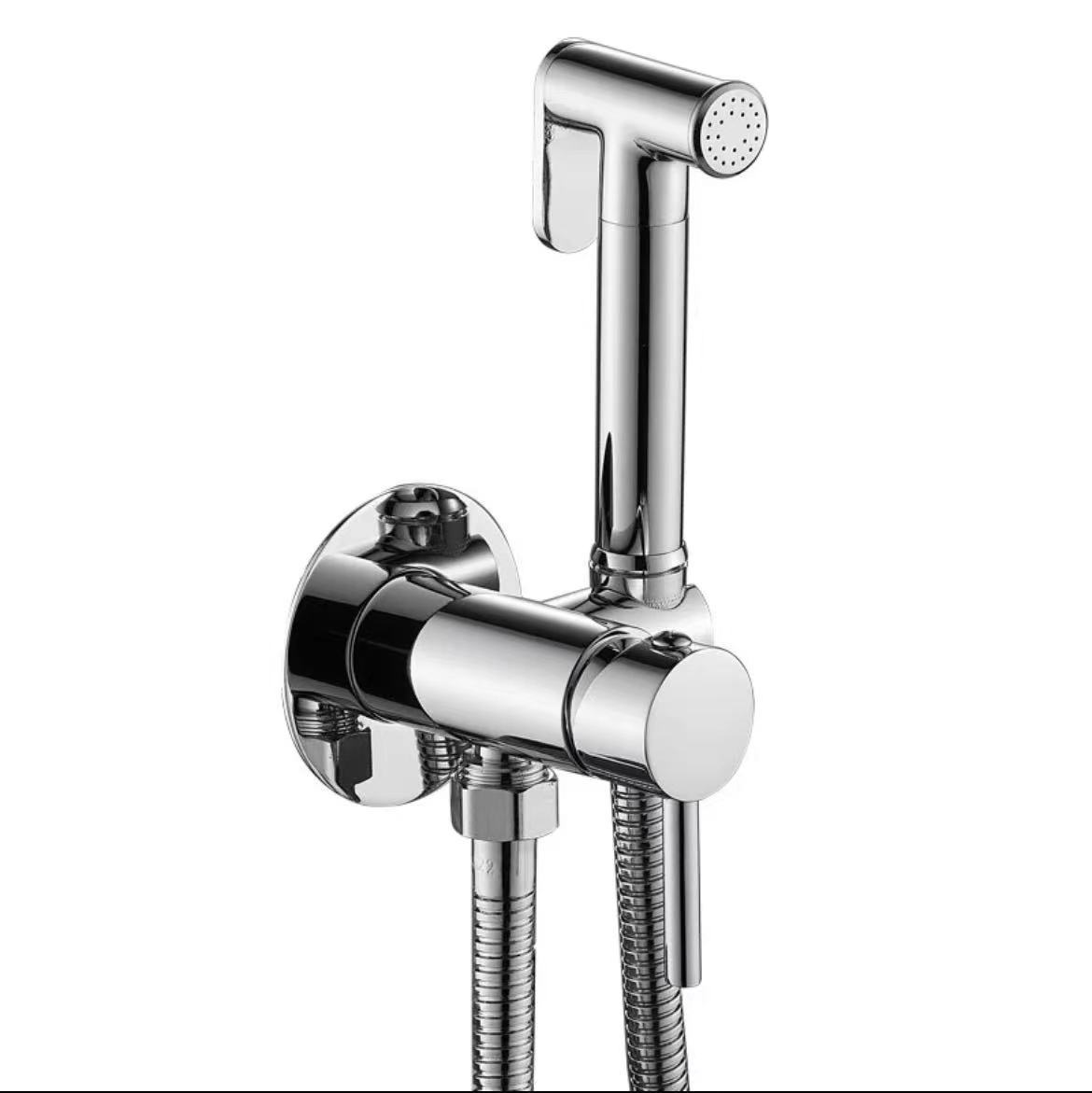 Handheld bidet faucet Portable Hot and Cold handheld bidet sprayer Toilet sprayer Bidet Spray Gold black (Silver,Zinc alloy)