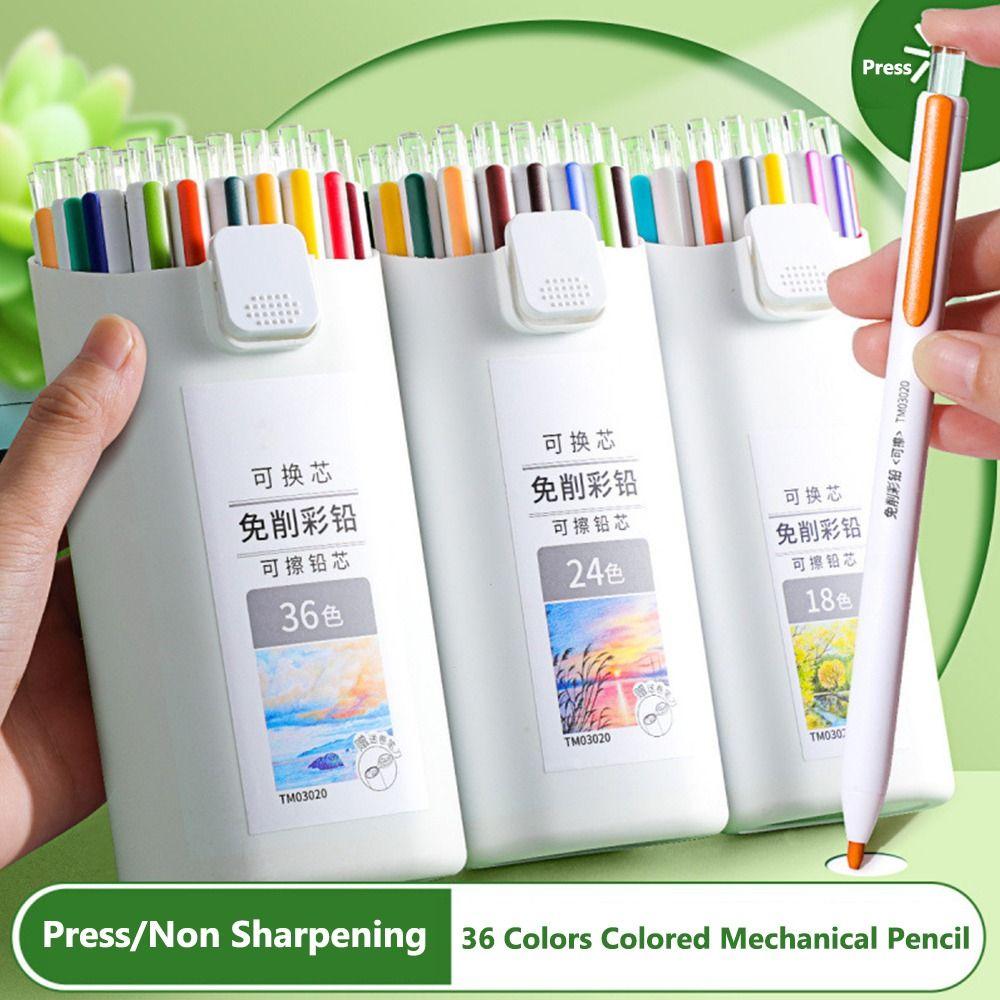 Replaceable Refill Mechanical Pencil 12/18/24/36 Colors Art Drawing Pencil  School Office
