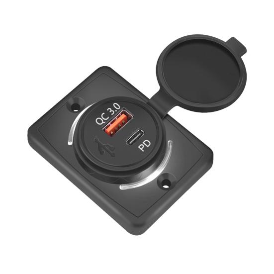 

Автомобильное зарядное устройство 48 Вт с двумя портами PD Настенная USB-зарядная станция для телефонов, планшетов Универсальный автомобильный адаптер для быстрой зарядки 12 В-24 В для лодки, внедорожника, квадроцикла, автодома белый