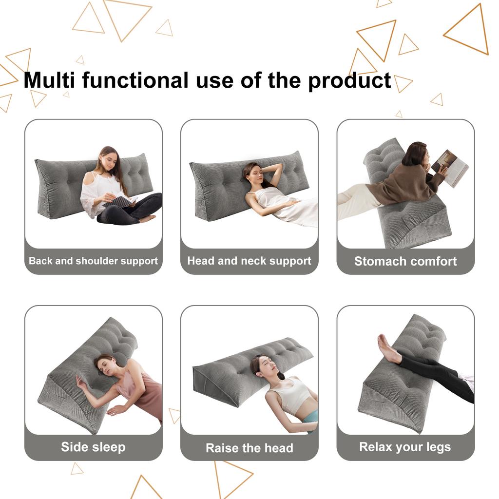 Rückenkissen Langes Keilkissen Lendenkissen 120/140/160/180/200cm, Für Bett Sofa Lesekissen Kopfteilkissen