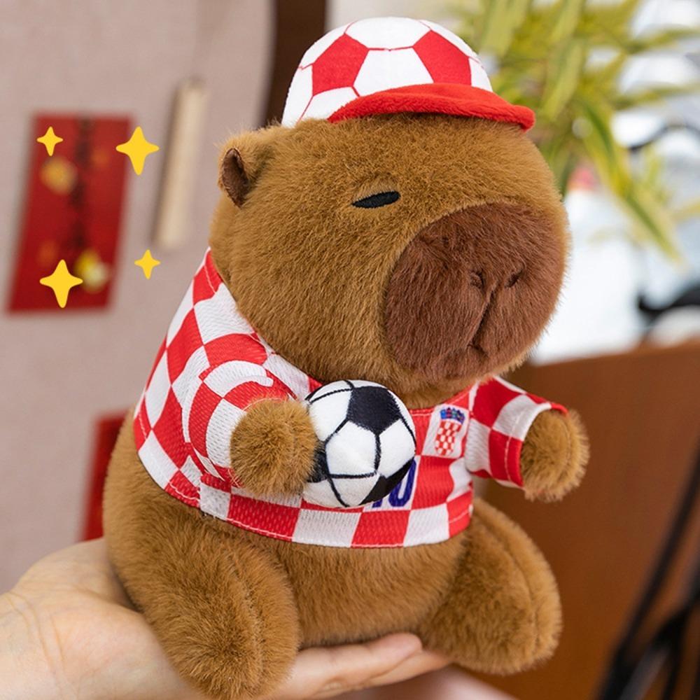 Fluffy Football Capybara Plush Toy Sport Capybara Fluffty Doll Children Gift