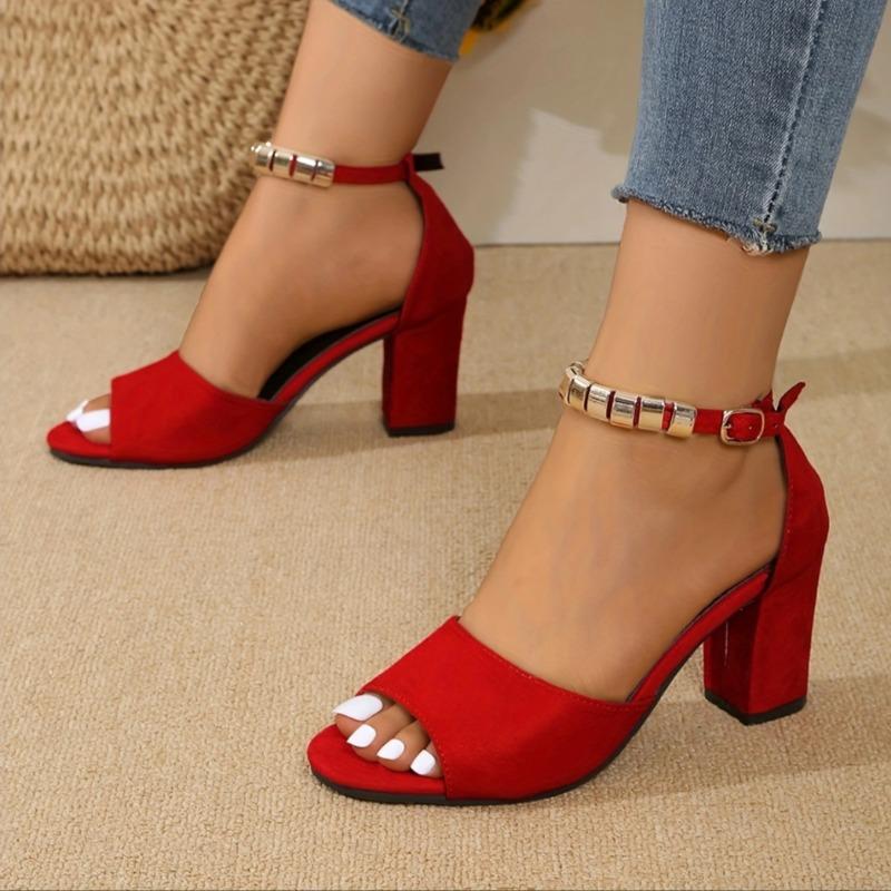 Fashion Large Size 2025 Summer New Style Metal Buckle Roman Sandals Women Casual Fish Mouth Toe Sexy High Heels Comfortable Shoes Women