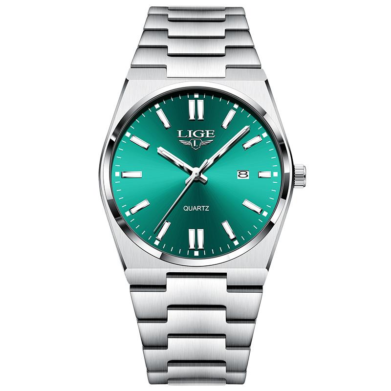 LIGE Men's Watches Steel Sports Fashion Original Quartz Watch for Man Waterproof Luminous Date Clock Reloj Hombre+Box